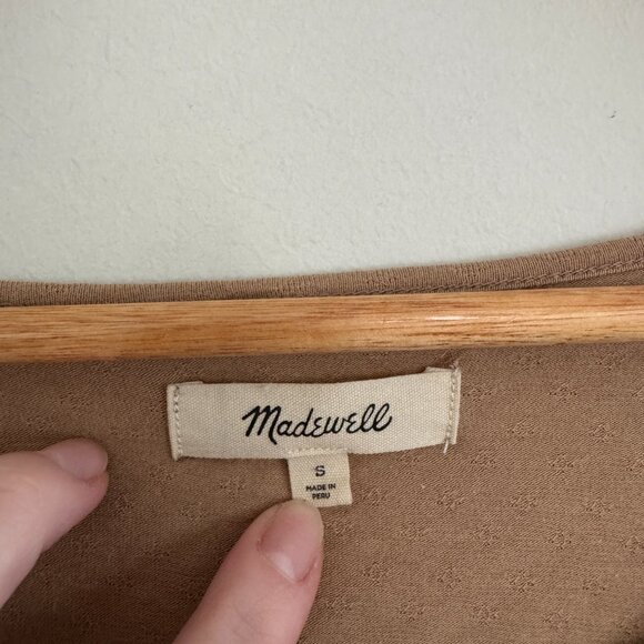 Madewell Long Sleeve V-Neck Bodysuit in Camel Tan - Picture 2 of 3